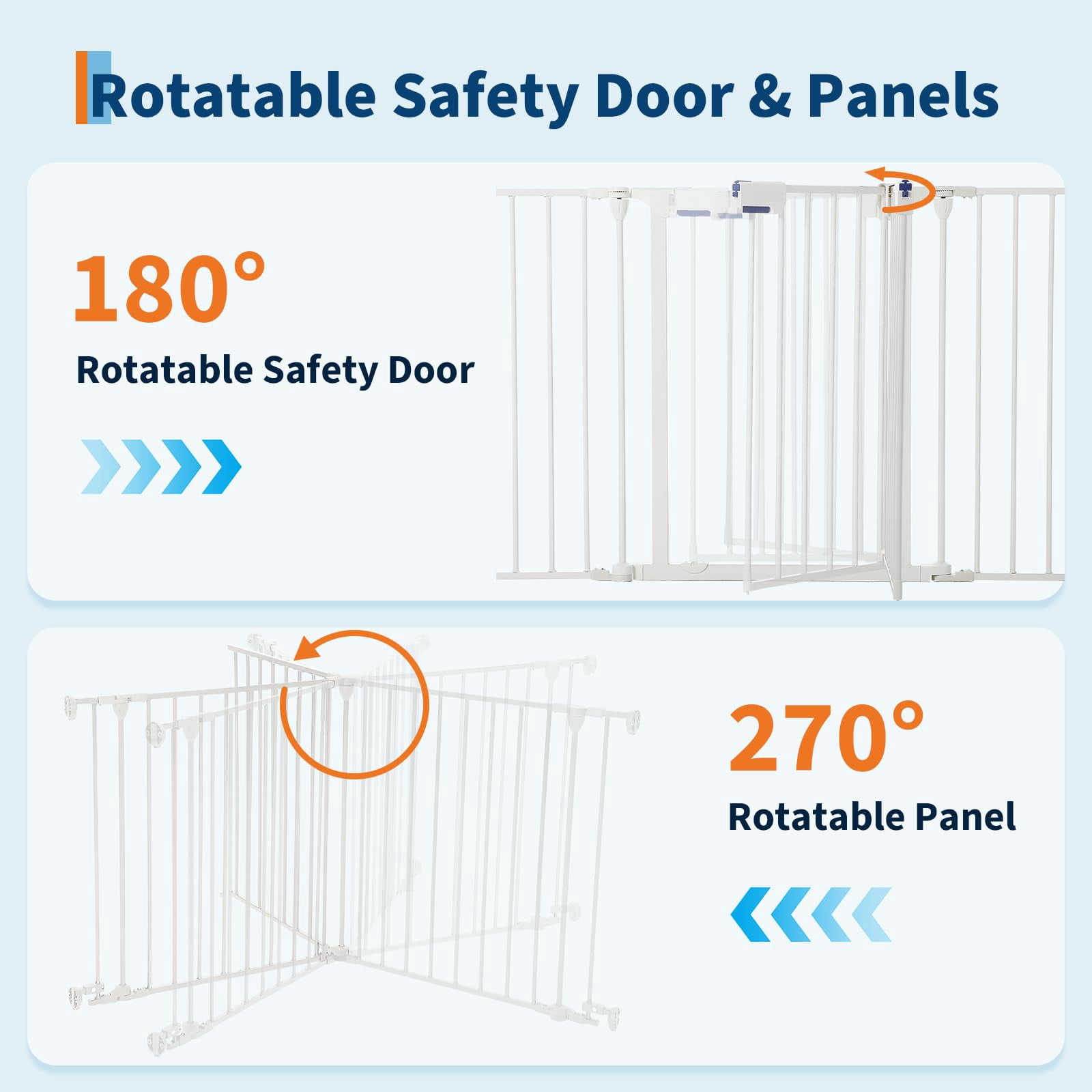Collapsible Metal Baby Safety Gate – 29" Tall, Playpen with Lockable Door, Adjustable Portable Pet & Child Barrier for Doors – White, 5 Panels