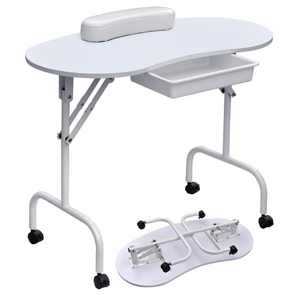37" L Portable & Foldable 1Drawer Manicure Table Nail Technician Desk