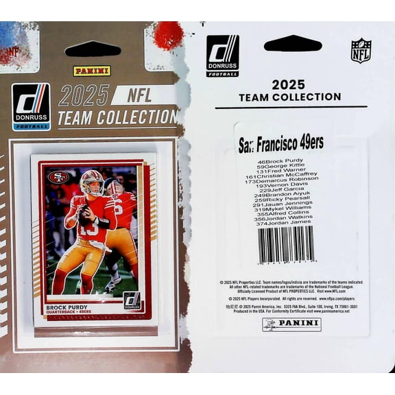 2025 Donruss Football San Francisco 49ers Retail Team set 14 Cards