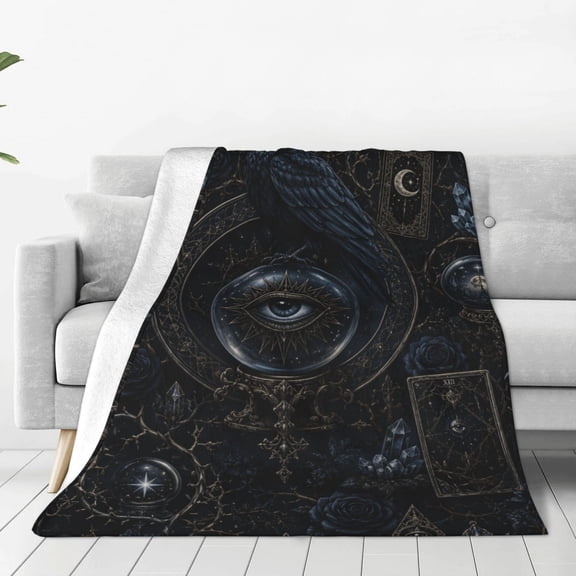 Esoteric Raven Mystical, 60x50,Throw Blanket Soft Warm Cozy Fluffy Flannel Fleece Cover for Couch Bed Sofa Chair
