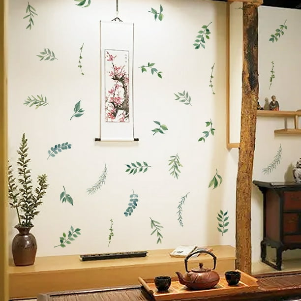 Jungle Leaf Wall Decal Nursery, Bathroom Tropical Leaf Wall Decal