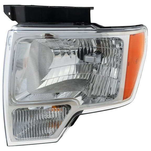 Headlight Compatible with FORD F-150 2009-2014 LH Assembly Halogen with Chrome Trim