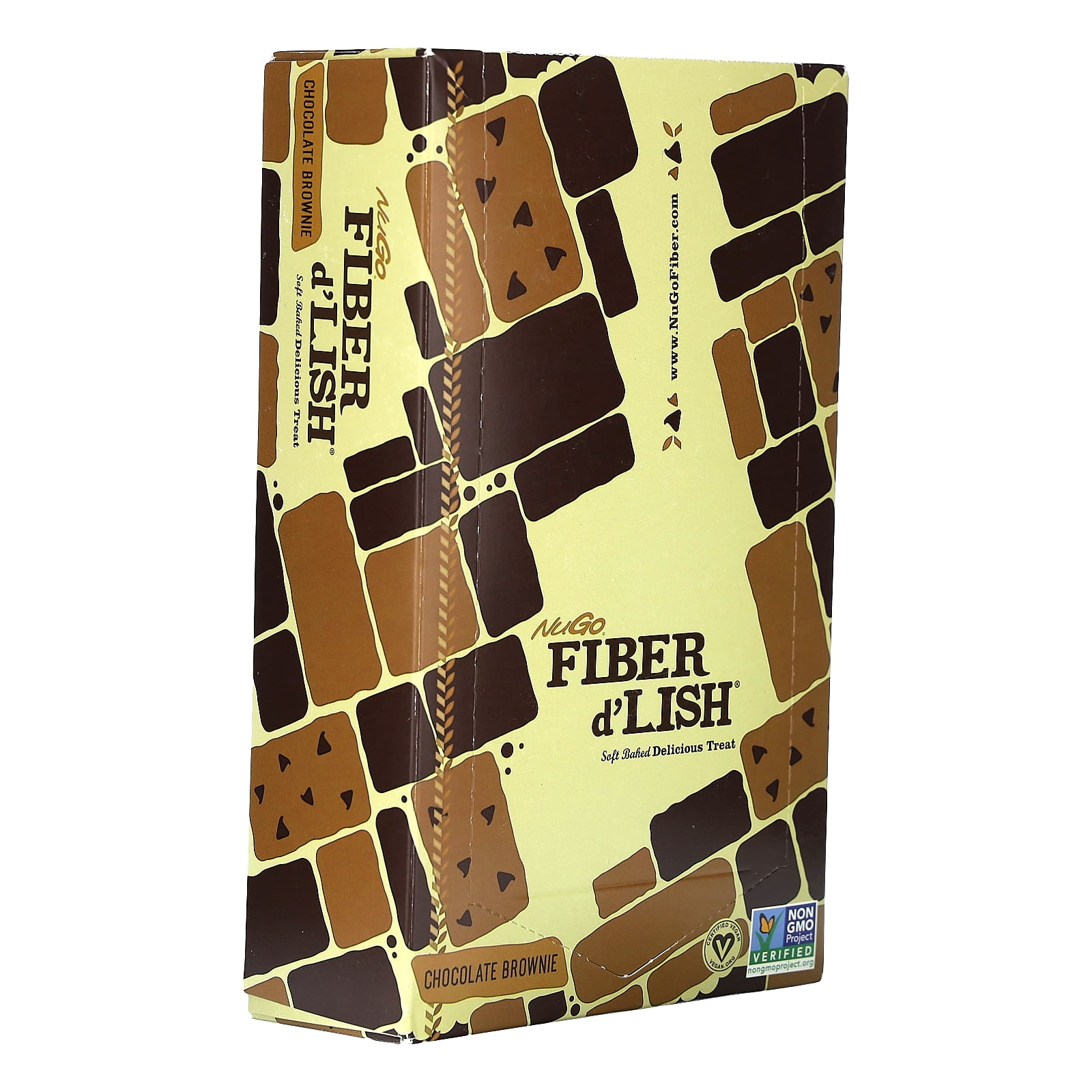NuGo Fiber d'Lish Chocolate Brownie, 12g High Fiber, Vegan, 16 Count