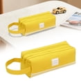 thumbnail image 4 of Meiiso Large Capacity Pencil Organizer, Yellow Canvas Stationery Bag with 2 Zipper Pockets, 1-Piece, Pencil Case, Stationery Box, 4 of 5