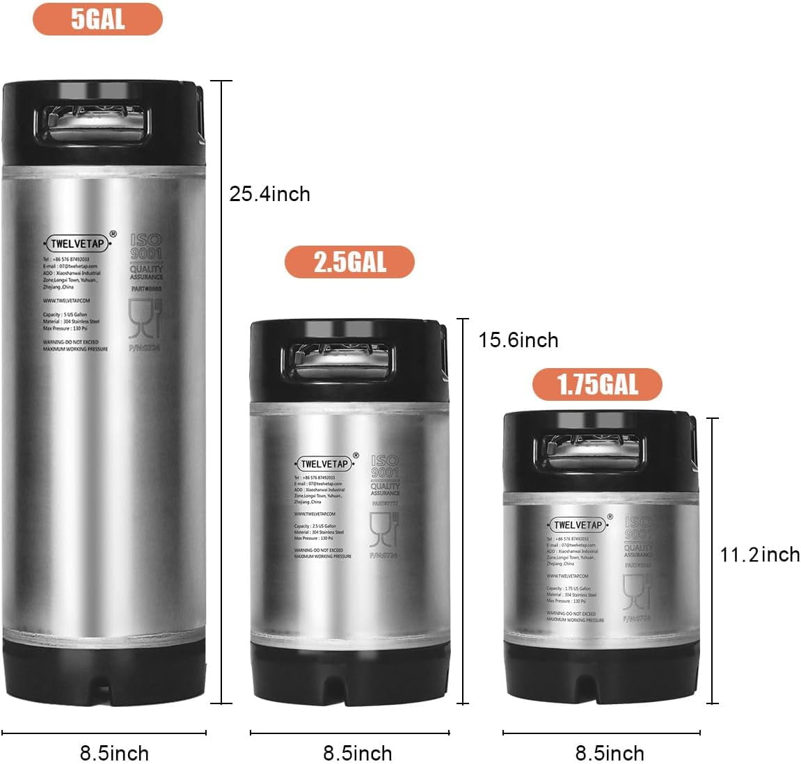 5Gal/19L Beer Keg 304 Stainless Steel Coke Syrup Milk Soda Barrel Rubber Handle Bucket Ball Lock Cornelius Style