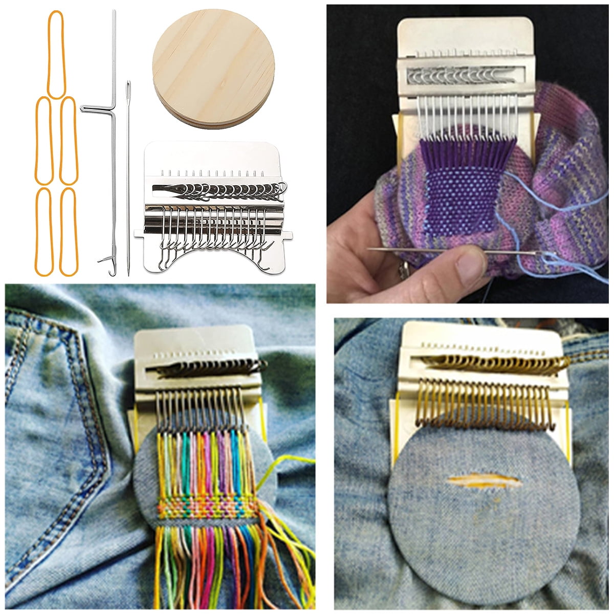 Textile Tools Mending Jeans Clothes Wooden Small Loom Fun Mending