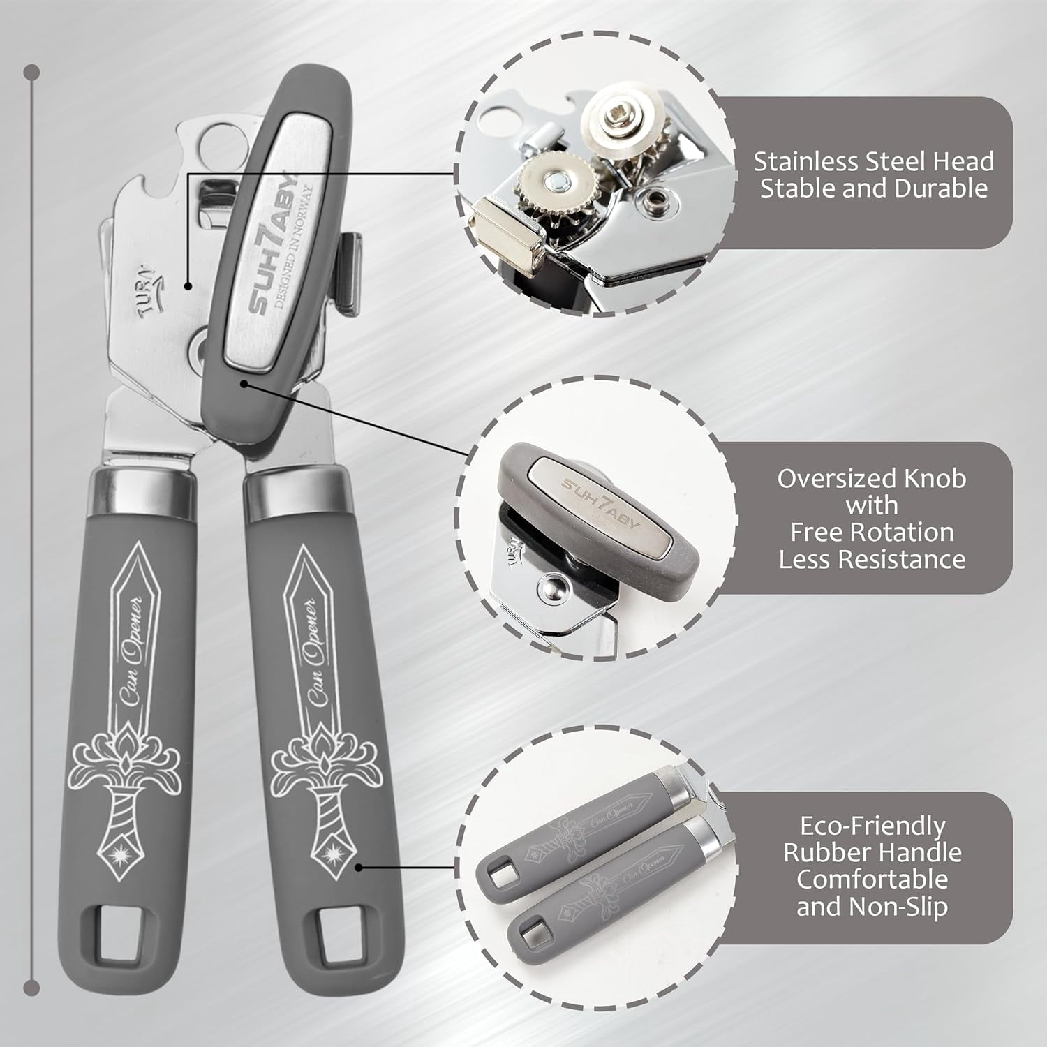 FRKSMD-Manual Can Opener with Magnet, Heavy Duty Hand Can and Bottle Opener with Stainless Steel Blade and Rubber Grip, Smooth Cutting Hand Can Openers for Senior, Magnetic Lid Remover Kitchen Tool (