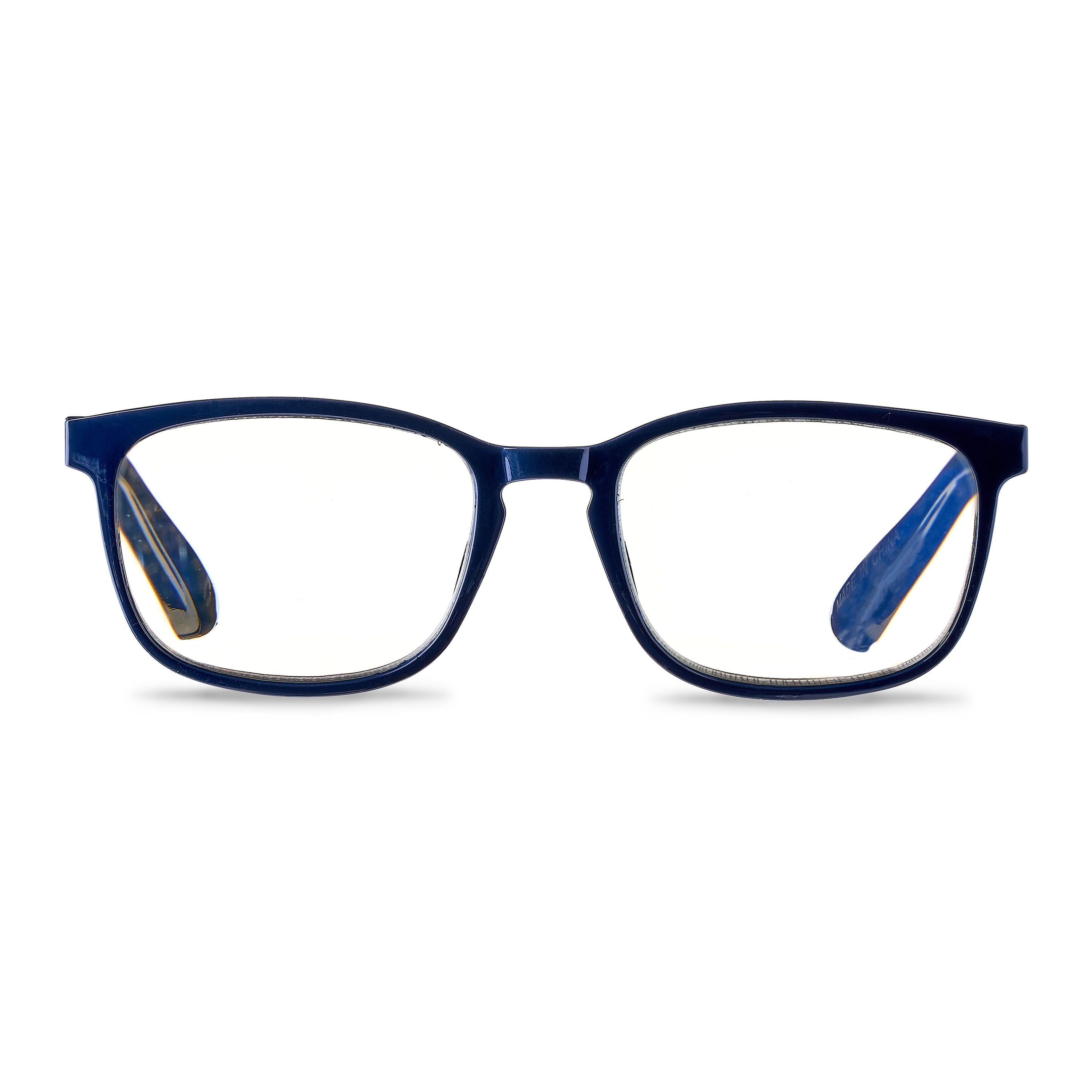 (2 pack) Equate Pike Blue Light Rectangular Reading Glasses with Case, Dark Grey Blue, +1.75
