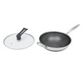 thumbnail image 6 of 1L 12 inch Non-Stick Stainless Steel 12" Wok Pan with Lid Woks & Stir-Fry Pans with Honeycomb Coating, 6 of 12