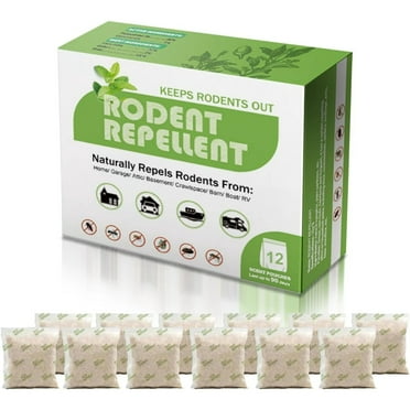 12-Pack Peppermint Oil Mice Repellent, for House Deters Rats, Squirrels and Rodents, Safe Indoor Use Pouches for Effective Pest Control, Natural Mouse Repellent, Non Toxic Solution for Homes
