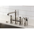 thumbnail image 2 of Kingston Brass KS7276BPLBS Bel-Air Two-Handle 4-Hole Deck Mount Bridge Kitchen Faucet with Brass Side Sprayer in Polished Nickel, 2 of 8