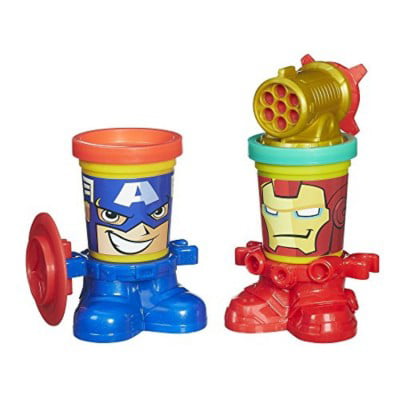 Play-Doh Marvel Can-Heads Featuring Iron Man And Captain America BRAND NEW 