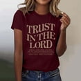 thumbnail image 2 of T-Shirt d'Été Mode Décontractée Art Lettre Imprimée Couleur Unie Col Rond Manches Courtes pour Femmes, 2 of 5