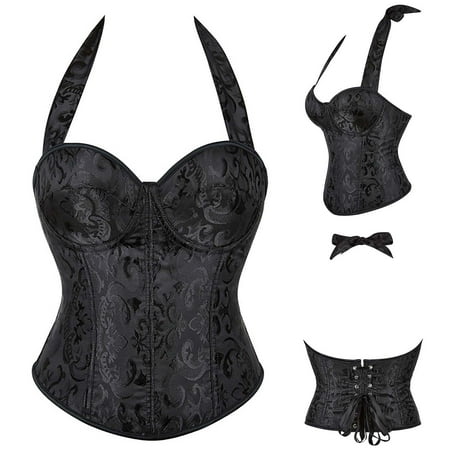 Women s Lace up Bustier Top Burlesque Basque Shaper Boned Corset Plus Size Bridal Lingerie Lace up Overbust Ladies Gothic Casual Sexy Corsets Tank Top Shapewear