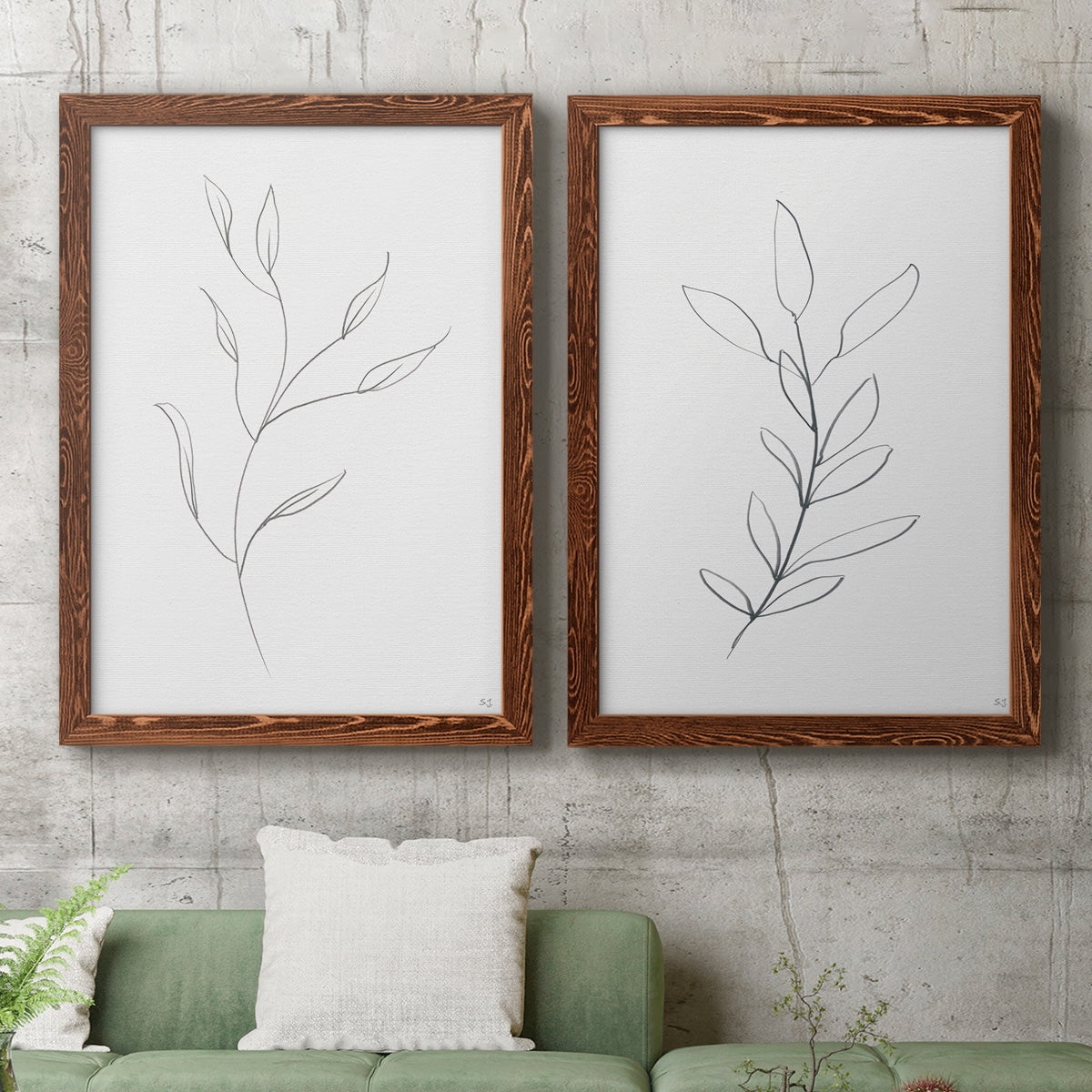 Botanical Gesture I - Premium Framed Canvas 2 Piece Set - Ready to Hang