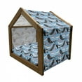 thumbnail image 2 of Narwhal Pet House, Arctic Giant Sea Mammals Orca White Whale Narwhal Sketch Ocean Fauna, Outdoor & Indoor Portable Dog Kennel with Pillow and Cover, 5 Sizes, Blue Dark Coral Black, by Ambesonne, 2 of 5