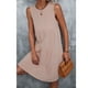 thumbnail image 3 of Vestido escalonado con cuello redondo para mujer, vestido sin mangas con dobladillo suelto, informal, elegante, liso, para fiesta, vida diaria, rosa, XL, 3 of 6