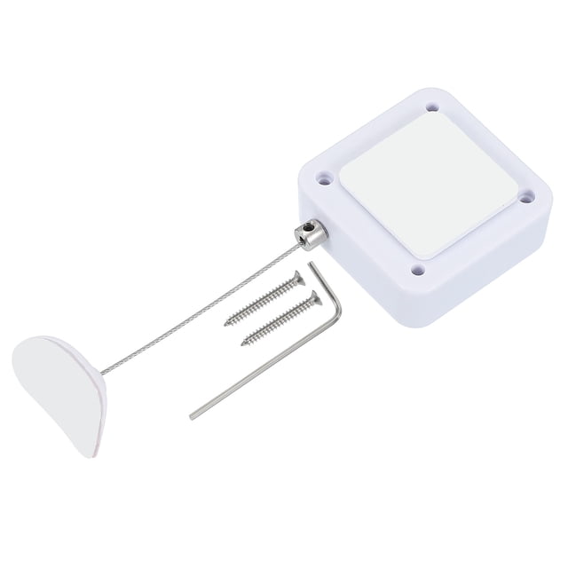 Cierre de Puerta Deslizante Automático Sin Perforación de 1200g, Cierre con Cuerda de Acero para Tormenta de Dormitorio, Negro 2Pcs