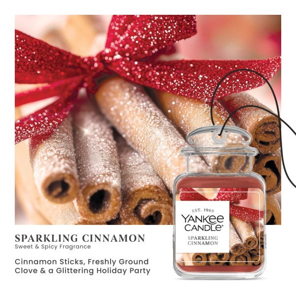 Yankee Candle Car Jar Ultimate Hanging Car Air Fresheners, Sparkling Cinnamon, 0.96 oz (Pack of 4)