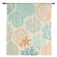 thumbnail image 2 of Coastal Turquoise Semi Sheer Curtains Drapes for Living Room,Bedroom,French Doors Window 45 Inches Long,Ocean Coral Starfish Shell Modern Sea Rod Pocket Chiffon Curtain Drapery Voile Draperies Panel, 2 of 6