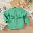thumbnail image 6 of Posijego Little Girls Spring Jackets Ruffle Long Sleeve Button Closure Casual Outwear Girls Clothes, 6 of 9