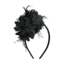 Unique Bargains 1 Pc Headband Flower Feathers Hair Accessories for Women Black