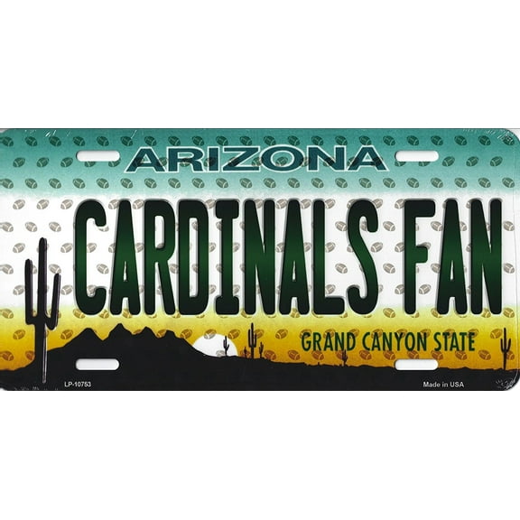 Cardinals Arizona State State Background Novelty Metal License Plate Tag (Cardinals Fan)
