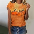 thumbnail image 5 of VKOYWKM Happy Thanksgiving Shirts for Women Fall Tops Pumpkin Graphic Tees Short Sleeve Thankful Blessed T-Shirts Cute Crew Neck Holiday Top Halloween Shirts, 5 of 5