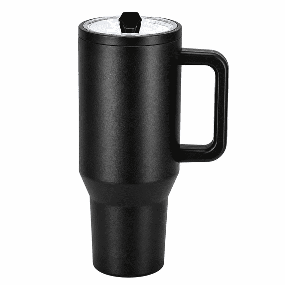 Thirstee Voyager 40oz Stainless Steel Insulated Tumbler with Handle, Spill Resistant Travel Cup, Onyx Black