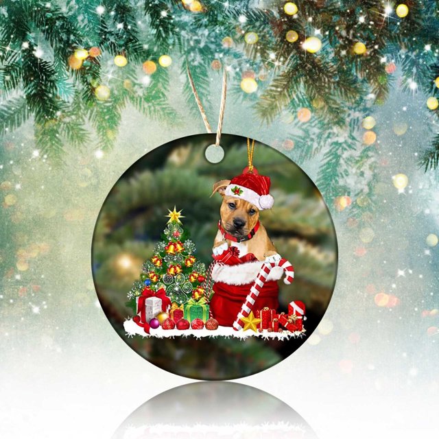 Fiudx Adorno para Árbol de Navidad, Figura de Perro de Madera Pintada a Mano, Bonita Decoración Navideña, Colgante Festivo, Perfecto para Árbol Genealógico, Regalo para Amantes de Las Mascotas, Tamañ