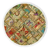 ABPHQTO Mystic And Vintage Astrology Beach Towel Beach Blanket with Tassels Beach Throw Towel Yoga Mat Picnic Blanket
