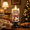 thumbnail image 5 of Christmas Snow Globe Candle Lamp Snowman Lighted Swirling Water Snowflake Tabletop Decor, 5 of 5