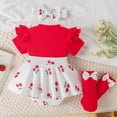 thumbnail image 5 of Gubotare Baby Sequin Dress Newborn Baby Boy Girl Outfit Romper Overalls Shorts Cute Spring Summer Clothes 0 3 6 9 12 18 24 Months (Red,0-3 Months), 5 of 8