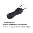 thumbnail image 3 of 25FT Telephone Extension Cord Cable, Landline Phone Line Wire with RJ11 6P4C Plugs, Includes Cable Clips - Black - 2 Pack, 3 of 4