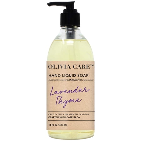 Antibacterial Hand Soap By Olivia Care ? Infused with Sage & Tea Tree Oil & Lavender Thyme Fragrance Cleansing Germ-Fighting Moisturizing Hand Wash for Kitchen & Bathroom – Gentle Mild ? 14 FL OZ