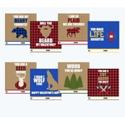 Lumberjack Camping Outdoor Themed Valentine's Day Cards (24 Included)