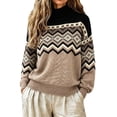 thumbnail image 4 of Women's Sweater Fair Isle Turtleneck Long Sleeve Knit Pullover Tops Loose Fit Oversized Clothes, 4 of 4