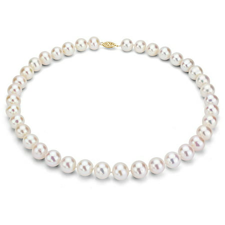 9-10mm White Freshwater Pearl Necklace with 14kt Fishhook Clasp, 18