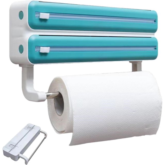 Aluminum Foil Dispenser - Magnetic Cling Film Dispensers | Wall-Mounted Roll Holder, Wall Mount Aluminum Foil Holder, Wrap Storage Box Dispenser with Cutter with Tissue Rack User-Friendly for Home