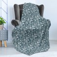 thumbnail image 4 of Flower Soft Flannel Fleece Blanket, Botanical Arrangement in Hand Drawn Style Spring Themed Nostalgic Nature, Cozy Plush for Indoor and Outdoor Use, 60" x 80", Slate Blue and White, by Ambesonne, 4 of 5