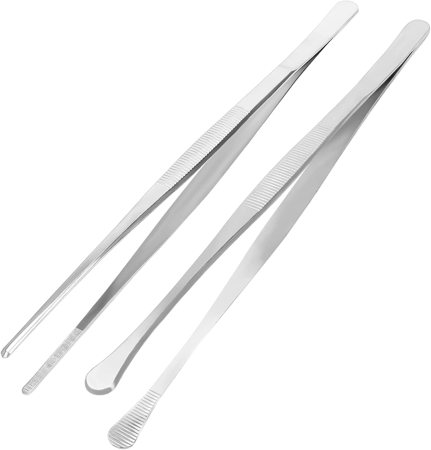2 Pcs Kitchen Fine Tweezer Tongs. 12” Stainless Steel Food Tweezers Set