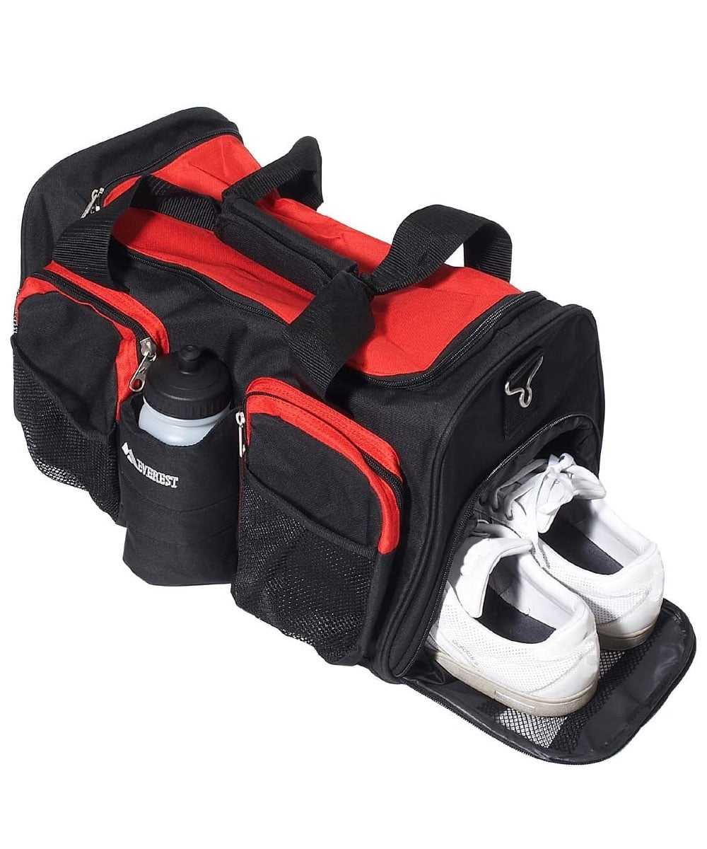 Everest Unisex 20” Sports Duffel Bag with Wet Pocket, Red