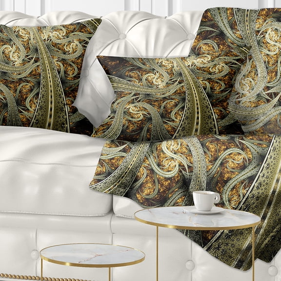 Designart Metallic Fabric Pattern - Abstract Throw Pillow - 12x20