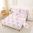 thumbnail image 2 of Erosebridal Letter G Initial Print Kids Bed Sheets,Cute Pink Bowknot King Sheets For Girls 4 Pieces, 2 of 6