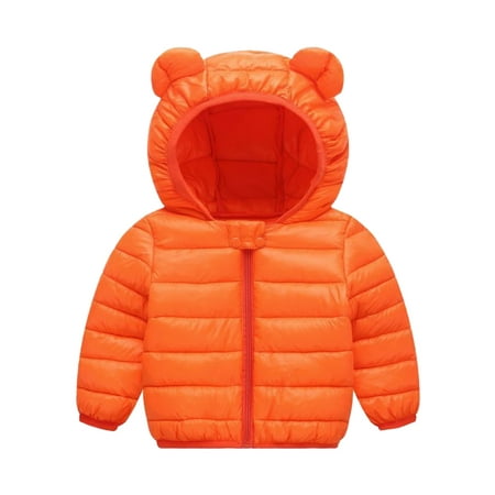 

dmqupv Warm Boys Outdoor Windproof Baby Coat Kids Hooded Grils Toddler Jacket Thick Boys Coat&jacket Leather Jacket For Boys Outerwear Orange 12-18 Months