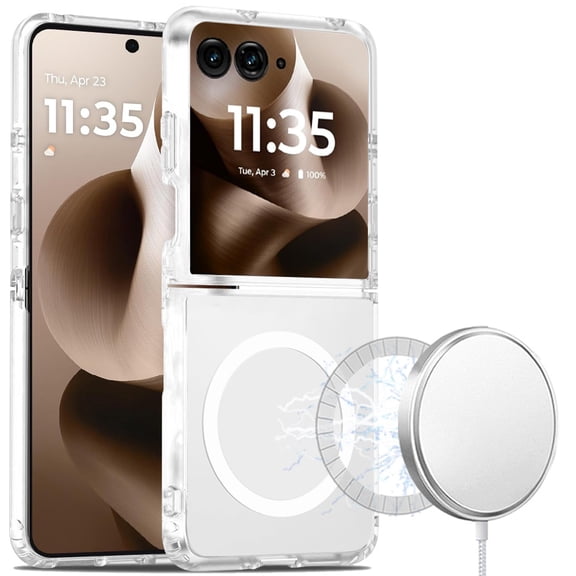 For Motorola Razr Ultra 2025 [Magnetic Circle] Smooth Safe Matte Feel Hybrid Case - Clear