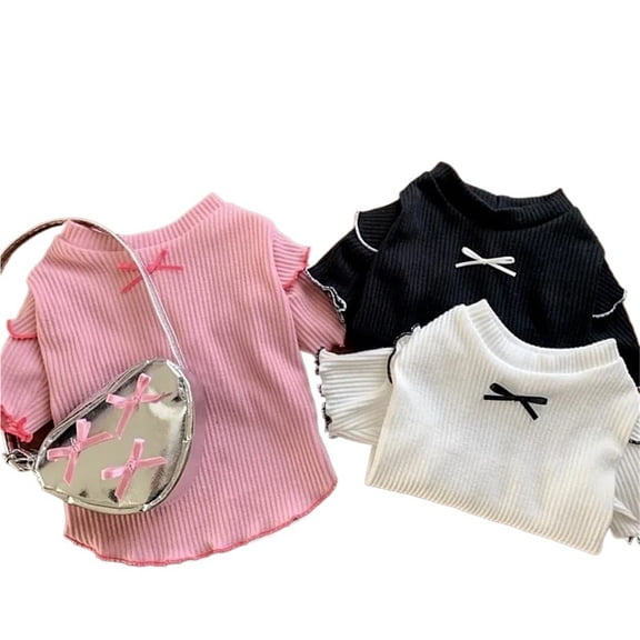 BAIANNAN Dog Shirt Vest Pink Puppy Summer Clothes Thin Knitted Dog Undershirt Chihuahua Bichon Girls Dog Costume Flying Sleeves T-Shirt
