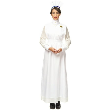 Vintage War Nurse Adult Womens White Uniform Halloween Costume