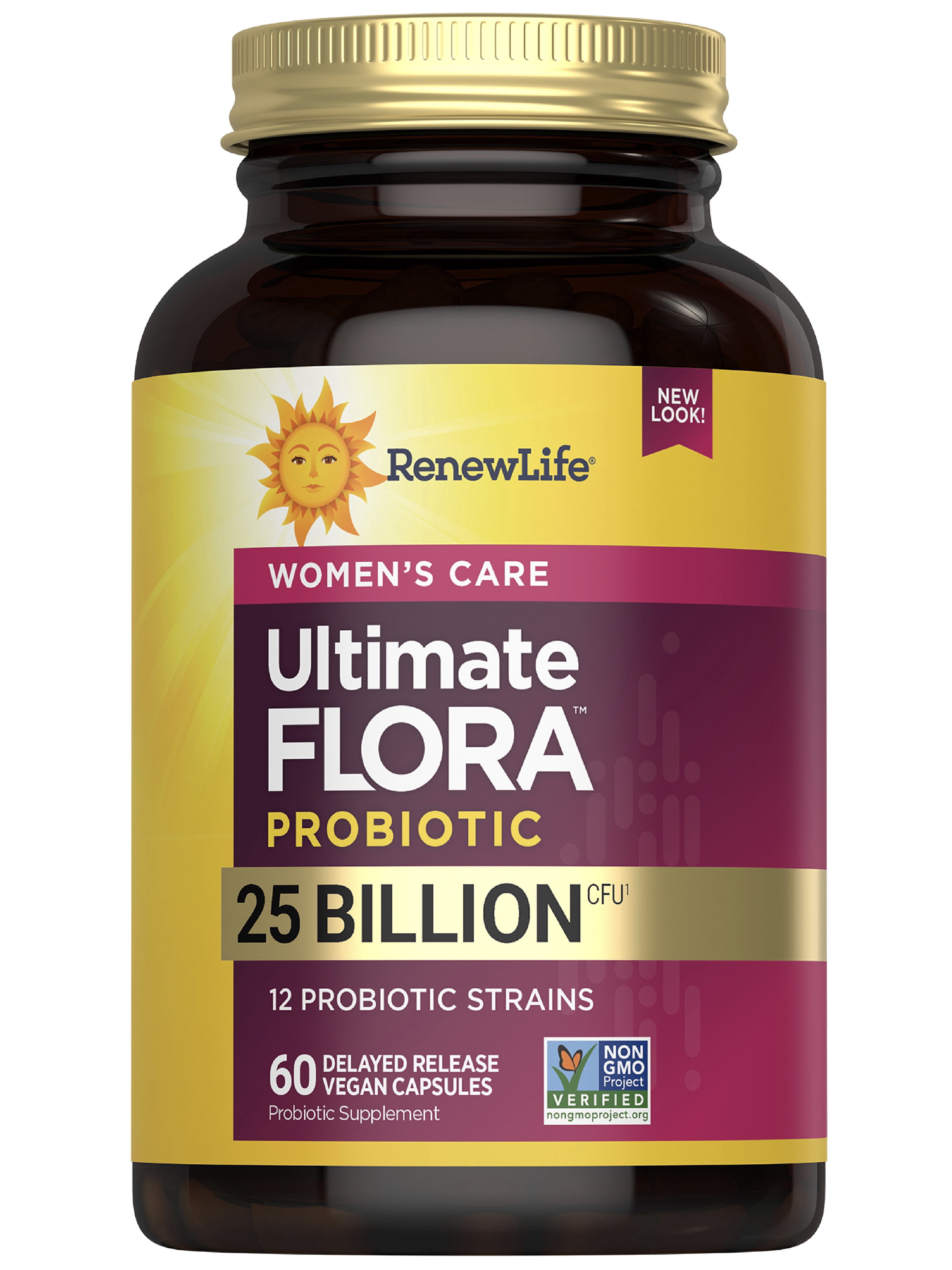 Ultimate Flora Probiotic Supplement | 60 Vegan Capsules | 25 Billion CFU | by Renew Life