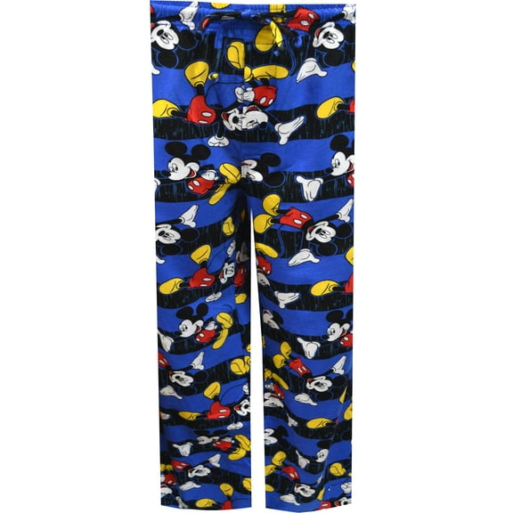 MJC Mens Disney Classic Mickey Mouse Striped Cotton Lounge Pants (Large)